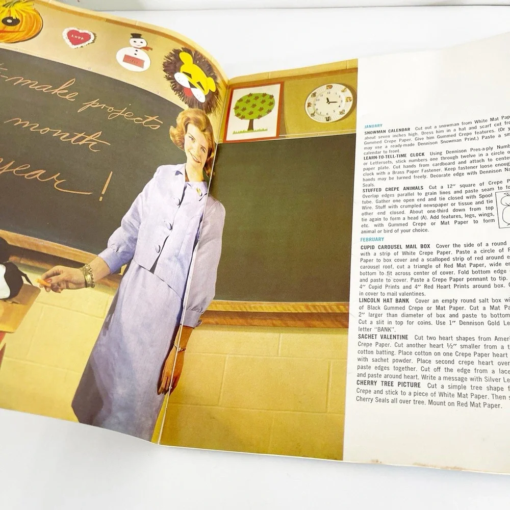 Original 1963 Dennison Paper Arts & Crafts For Teachers & Group Leaders Vintage